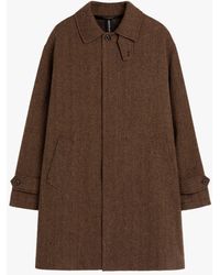 Mackintosh - Soho Brown Herringbone Wool Overcoat - Lyst