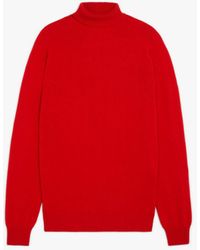 Mackintosh Moore Red Wool & Cashmere Roll Neck Jumper