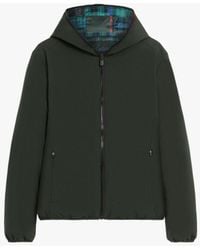 Save The Duck - Green & Black Reversible Hooded Jacket - Lyst