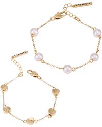Tahari - Tone 2-piece Imitation Pearl Line Bracelet Set - Lyst