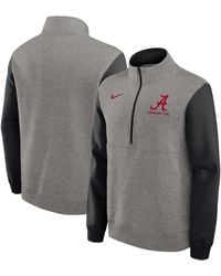 Nike - Heather Gray/black Alabama Crimson Tide Club Fleece Half-zip Pullover Sweatshirt - Lyst
