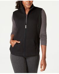 Karen Scott Petite Quilted Zip-front Fleece Vest, Created For Macy's - Black