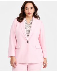 Anne Klein - Plus Size Notched Collar One-button Structured Stretch Blazer - Lyst