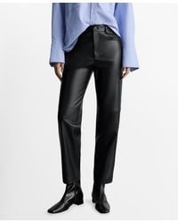 Mango - Leather-effect Straight Pants - Lyst