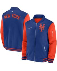 Nike - Royal/orange New York Mets Authentic Collection Dugout Full-zip Bomber Jacket - Lyst