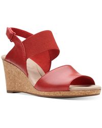 clarks red wedge sandals