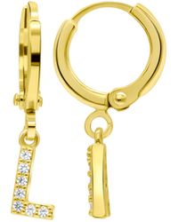 Adornia - 14k Gold-plated Initial Pave huggie Hoop Earrings - Lyst