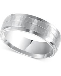 Triton - Men's Hammered Comfort Fit Wedding Band In 14k White Gold - Lyst
