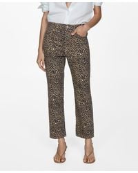 Mango - Leopard-print Straight Jeans - Lyst
