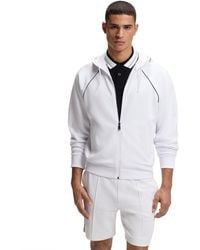 BOSS - Boss By Cotton-blend Zip-up Piping Detail Hoodie - Lyst