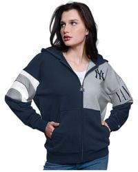 Starter - Navy/gray New York Yankees Curve Ball Full Zip Hoodie Sweatshirt - Lyst