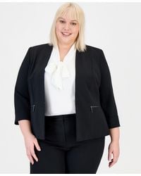 Kasper - Plus Size 3/4-sleeve Collarless Blazer - Lyst