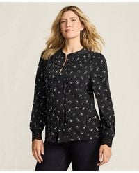 Lands' End - Lightweight Jersey Long Sleeve Button Front Pintuck Top - Lyst