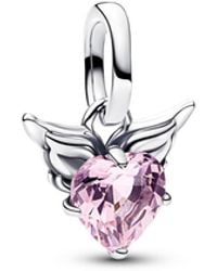 PANDORA - Winged Heart Mini Dangle Charm - Lyst