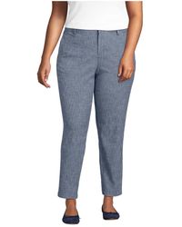 Lands' End - Plus Size Mid Rise Classic Straight Leg Chambray Ankle Pants - Lyst