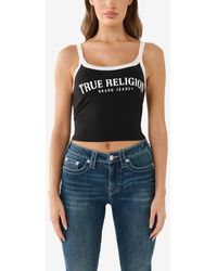True Religion - Contrast Band Ribbed Baby Tank - Lyst