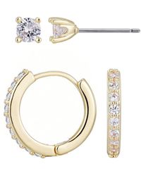 Adornia - Cubic Zirconia huggie And Solitaire Stud Set - Lyst