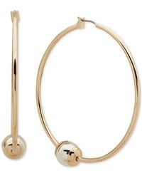 DKNY - Two-tone Large Bead Hoop Earrings - Lyst
