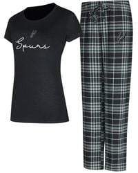 Concepts Sport - 2-piece Black/gray San Antonio Spurs Vector Top And Flannel Pants Sleep Set - Lyst