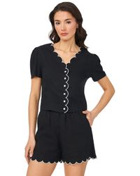 Cece - Short-sleeve V-neck Scallop Edge Top - Lyst