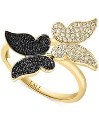 Macy's - Lali Jewels Black & White Diamond Butterfly Ring (1/3 Ct. T.w. - Lyst