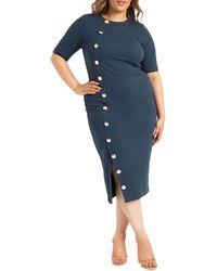 Eloquii - Plus Size Button Front Workwear Dress - Lyst