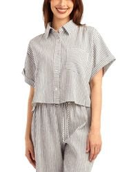 Bcx - Pucker Stripe Button-front Top - Lyst