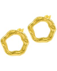 Adornia - Tarnish Resistant 14k -plated Hammered Open Circle Earrings - Lyst
