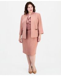 Kasper - Plus Size 3 4 Sleeve Open Front Blazer Pencil Skirt - Lyst