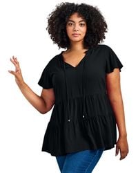 Avenue - Plus Size Lani Flutter Sleeve Tiered Top - Lyst