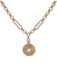 Anne Klein - Gold-tone Pave Scalloped Pendant Necklace - Lyst