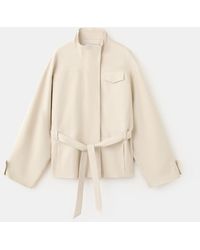 Mango - High Neck Belted Jacket - Lyst