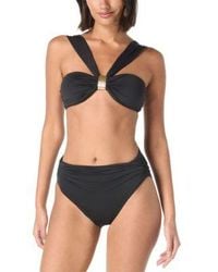 Carmen Marc Valvo - Embellished Bandeau Bra Swim Top Ruched Side Bikini Bottoms - Lyst