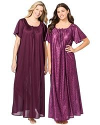 Only Neccessities - Plus Size Only Necessities 2-pack Long Silky Gown - Lyst