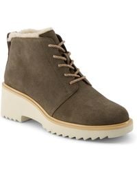TOMS - Maude Suede And Faux Fur Lace Up Wedge Booties - Lyst