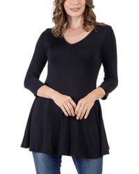 24seven Comfort Apparel - Three Quarter Sleeve V-neck Tunic Top - Lyst