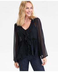 INC International Concepts - Printed Ruffle-collar Top - Lyst