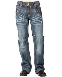 Level 7 - Relaxed Bootcut Denim Distressed Jeans - Lyst