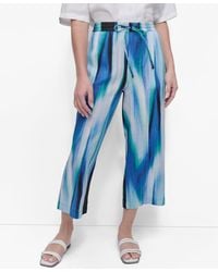 DKNY - Cropped Printed Linen Pull-on Pants - Lyst