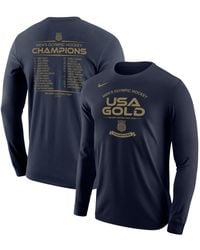 Nike - Navy Usa Hockey 2026 Winter Olympics Gold Medal Roster Long Sleeve T-shirt - Lyst