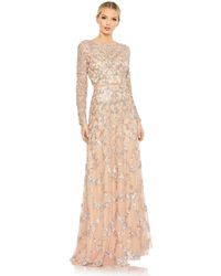 Mac Duggal - Embellished Illusion High Neck Long Sleeve A Line Gown - Lyst