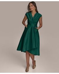 Donna Karan - Surplice-neck Midi Dress - Lyst