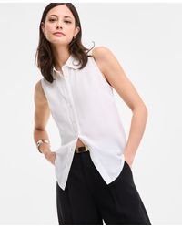 INC International Concepts - Printed Button-down Sleeveless Blouse - Lyst
