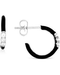 Macy's - Cubic Zirconia & Enamel Small C-hoop Earrings - Lyst