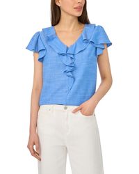 Cece - Ruffle V-neck Flutter-sleeve Top - Lyst
