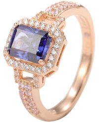 SUZY LEVIAN NEW YORK - Suzy Levian Sterling Silver Cubic Zirconia Emerald-cut Halo Ring - Lyst