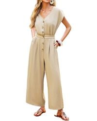 CUPSHE - Elegant Button-down Wide Leg Jumpsuit - Lyst