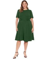 London Times - Plus Size Fit & Flare Scuba Crepe Midi Dress - Lyst