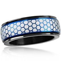 Metallo - Stainless Steel Honey Comb Design Spinner Ring - Lyst