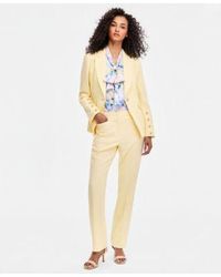 Tahari - Peak Lapel One Button Blazer Printed Tie Neck Sleeveless Blouse Flat Front Straight Leg Pants - Lyst
